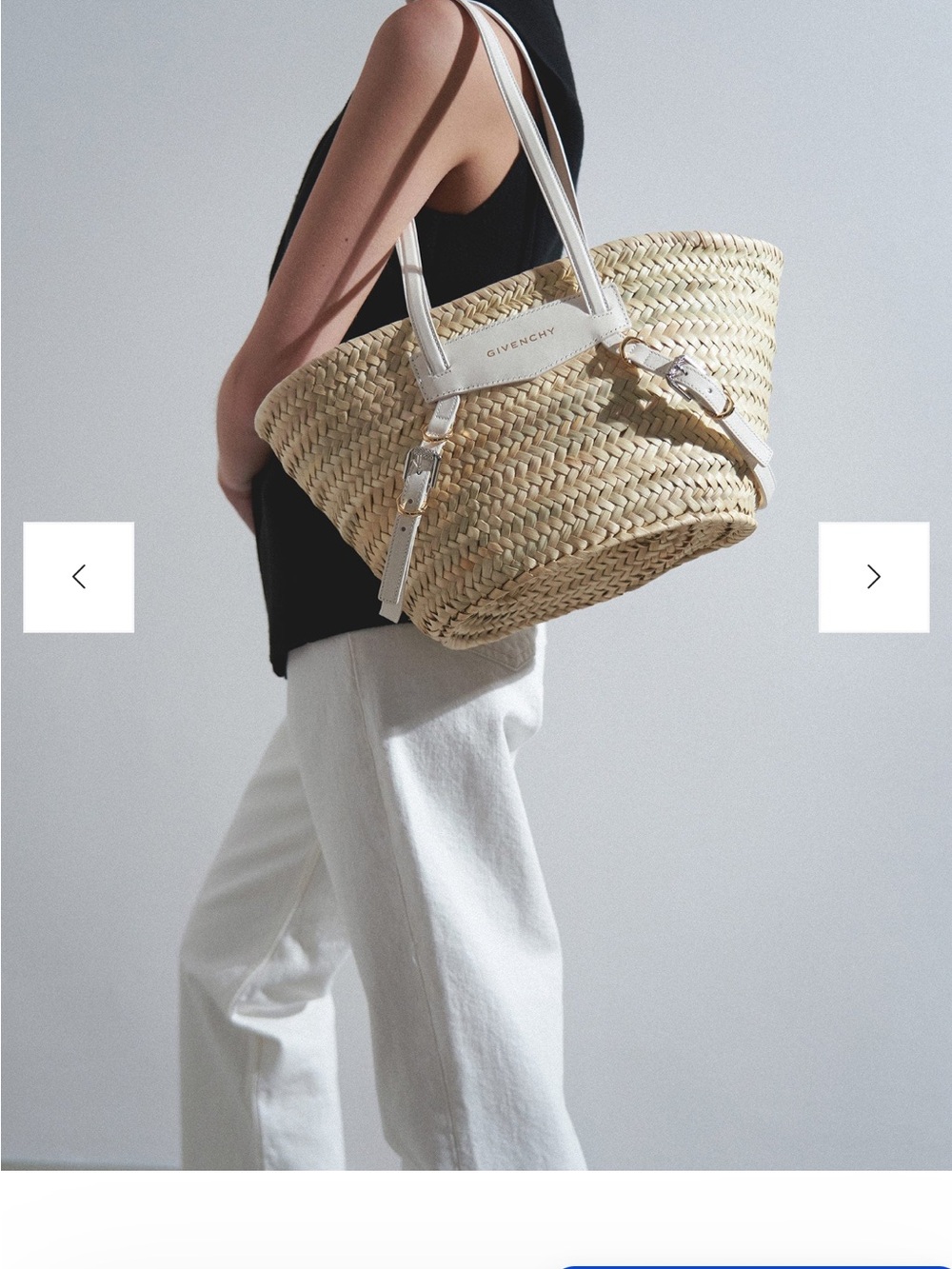 Givenchy Straw Tote with White Leather Trim - Plage Voyou raffia - NEW W/Tags